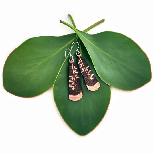Huia Feather Earrings Plywood 50mm