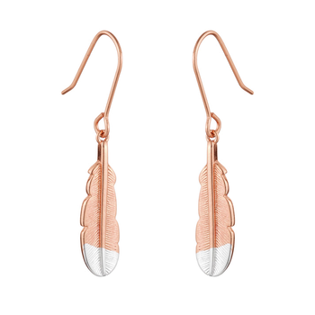 Huia Feather Earrings Rose Gold Plate