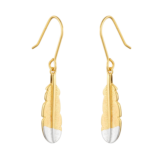 Huia Feather Earrings Gold Plate