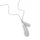 Double Huia Feather Pendant Silver Plate