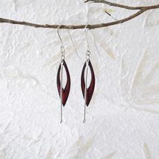 Red Leaf w Silver Stem Earrings-jewellery-The Vault