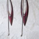 Red Leaf w Silver Stem Earrings