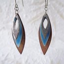 Three Leaf Earrings Silver Blue Copper