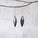 Three Leaf Earrings Silver Blue Red