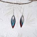 Three Leaf Earrings Silver Blue Red