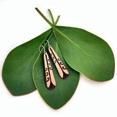 Piwakawaka Feather Earrings Plywood 50mm-jewellery-The Vault