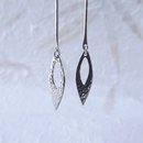 Small Long Abstract Leaf Earrings Silver