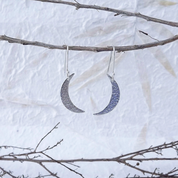 Crescent Moon Earrings Silver