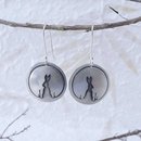 Hare and Moon Earrings Silver