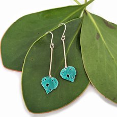 Small Kawakawa Long Drop Earrings Enamel-jewellery-The Vault