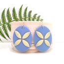 Tapa Flower Largel Oval Earrings Sky