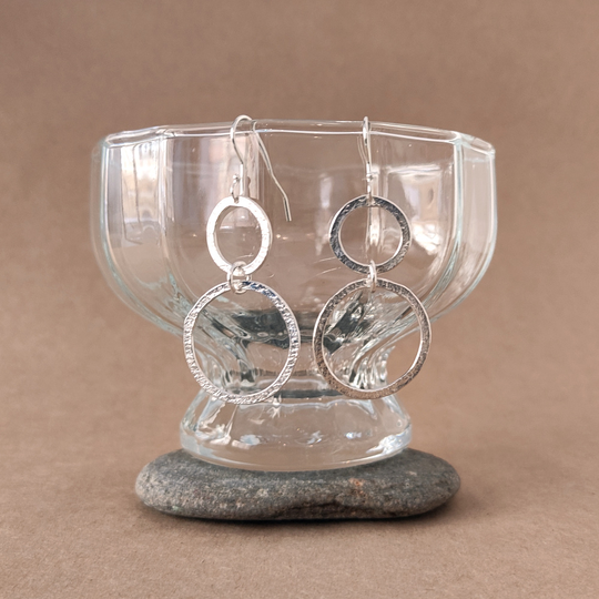 Round Link Earrings Silver Large