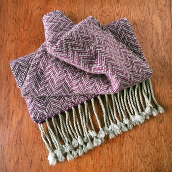 Possum Merino Scarf Cashmere Purple Zig Zag