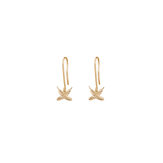 Petite Feather Kisses Hook Earring Gold Plate