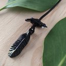 Tui and Feather Glass Pendant on Cord