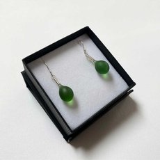 Sea Drops Glass Earrings Green-jewellery-The Vault