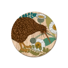 Screenprint Ngutu Roa Kiwi Coaster Single-artists-and-brands-The Vault