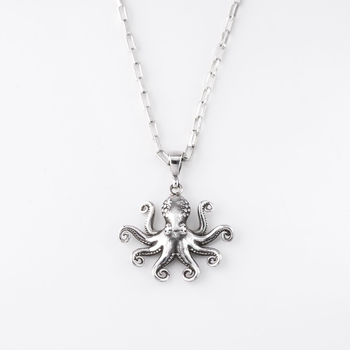 New Octopus Charm Pendant Silver