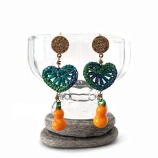 I Love Pumpkin Earrings Raffia-jewellery-The Vault