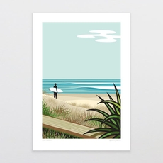 Surf Beach A4 Print-artists-and-brands-The Vault