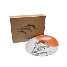 Harakeke Flower 2 Orange Dipped 24cm Bowl-artists-and-brands-The Vault