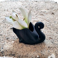 Swan Vase Small Black-artists-and-brands-The Vault