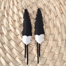 Huia Feather Earrings Medium with Strands-jewellery-The Vault
