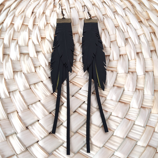 Double Feathers on Crimp Earrings Medium