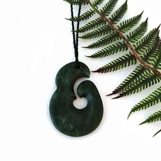 Large Pounamu Pendant Simple Fish Hook-jewellery-The Vault