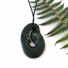 Large Pounamu Pendant Simple Fish Hook-jewellery-The Vault