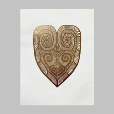 Golden Heart Linocut Print 405mm x 505mm-artists-and-brands-The Vault