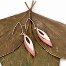 Double Abstract Leaf Earrings Silver Copper