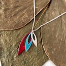 Three Leaf Pendant Silver Blue Red