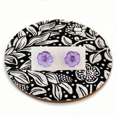 Glass Five Petal Flower Studs Jelly Purple-jewellery-The Vault