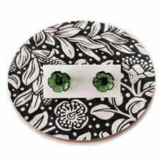 Glass Five Petal Flower Studs Sage Green-jewellery-The Vault