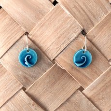Porcelain Earrings Round Koru Blue-jewellery-The Vault