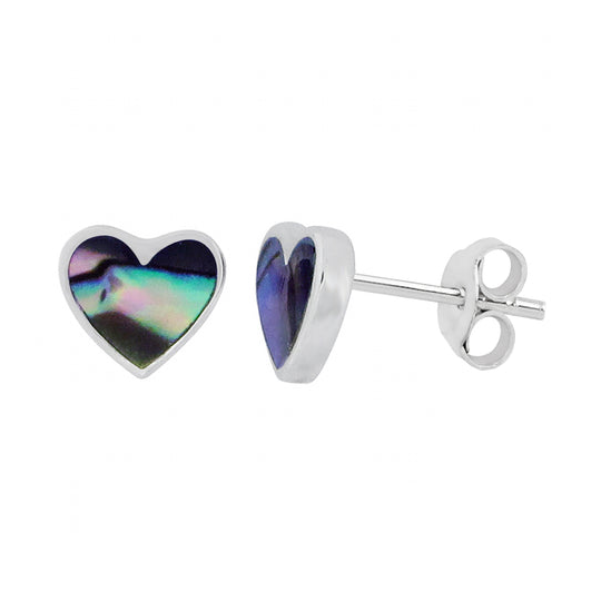 Paua Heart Studs Silver