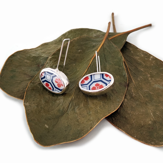 Hex Plate Earrings Oval Sqare Hook