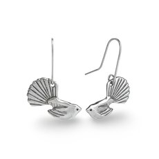 Small Fantail Earrings Silver-jewellery-The Vault