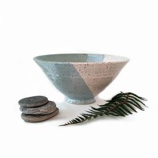 Blue and White Speckled Large Footed Bowl-artists-and-brands-The Vault