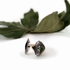 Silver Ginkgo Ring with Pounamu-jewellery-The Vault