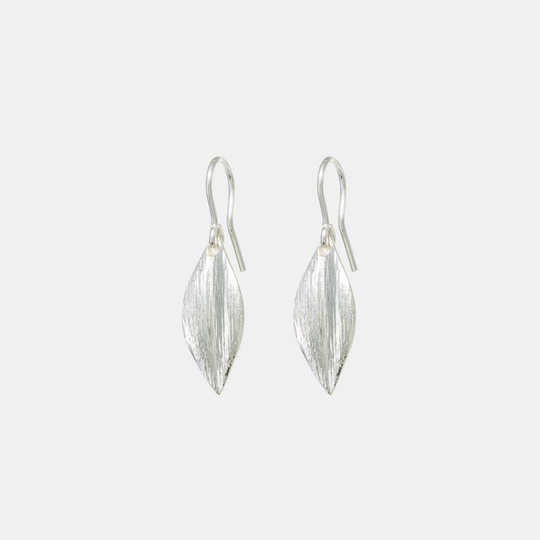 Leaf Earrings Short Hooks Silver