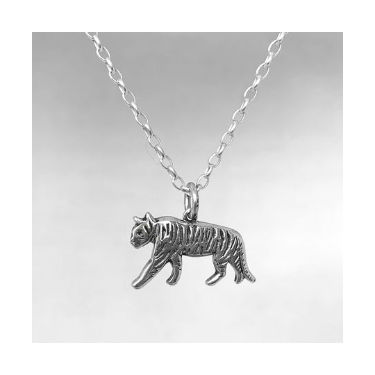 Striking Tiger Necklace Silver