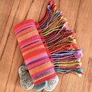 Hand Dyed Merino Scarf Stripes Red