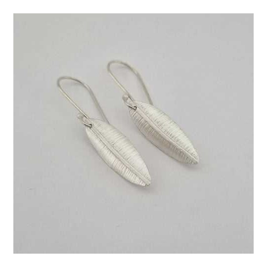 Small Silver Leaf Earrings Matte Finish