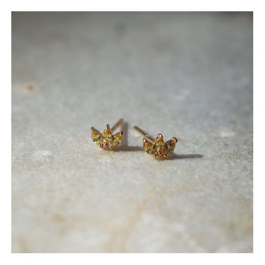 Kowhai Gem Studs Gold Plate