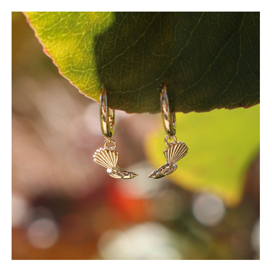 Piwakawaka Huggies Earrings Gold Plate