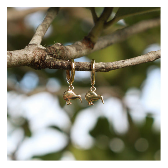 Kiwi Huggies Earrings Gold Plate
