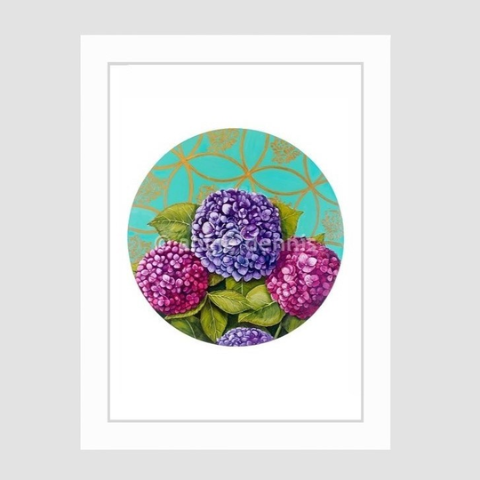 Hydrangea Matted Foam Print A3