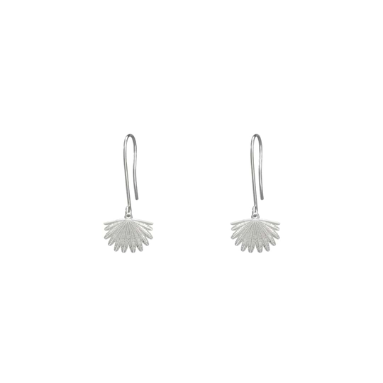 Mini Fan Tail Hook Earrings Silver